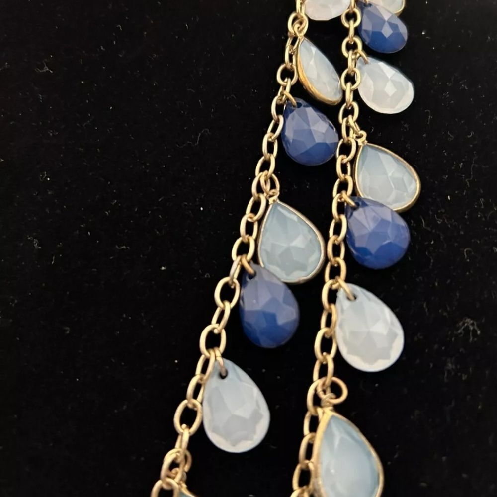 Vtg. Gold Tone Chain Charming Charlie  Tear Drop Acrylic Beads Necklace - Picture 5 of 9